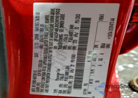 2013 Ford Fiesta Se из США, поврежденный, VIN 3FADP4BJ0DM161502